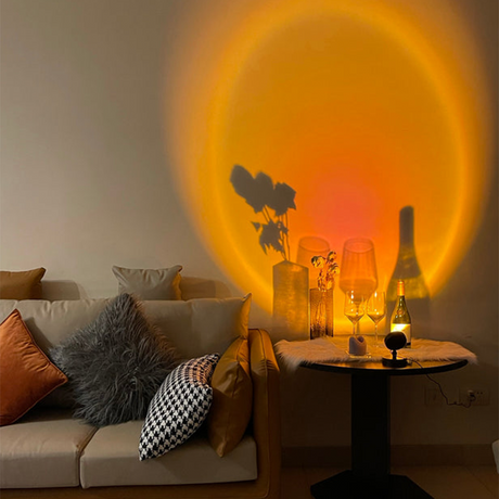 Retro Zonsondergang Projector Tafellamp | LED Licht met Kleurrijke Cirkelprojecties | Sfeerverlichting voor Elke Kamer