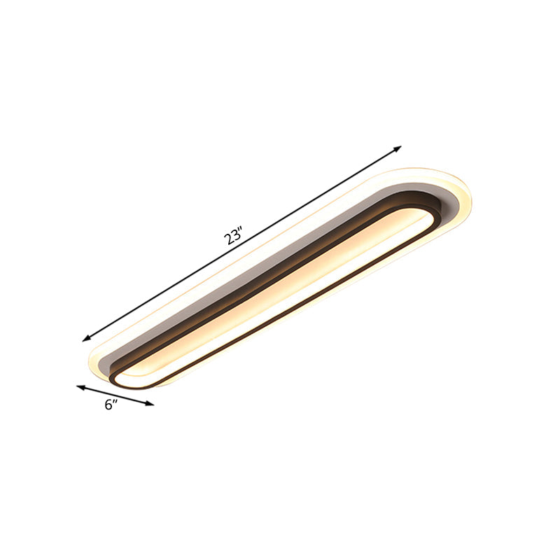 Moderne Ovale LED Plafondlamp - Zwart/Wit met Acryl Diffuser voor Slaapkamer en Woonkamer