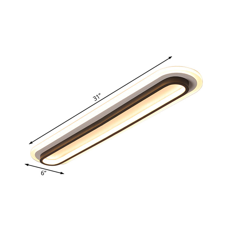Moderne Ovale LED Plafondlamp - Zwart/Wit met Acryl Diffuser voor Slaapkamer en Woonkamer