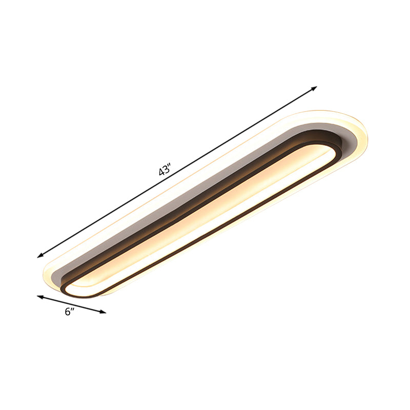 Moderne Ovale LED Plafondlamp - Zwart/Wit met Acryl Diffuser voor Slaapkamer en Woonkamer