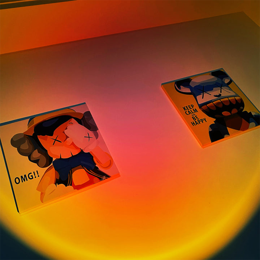 Retro Zonsondergang Projector Tafellamp | LED Licht met Kleurrijke Cirkelprojecties | Sfeerverlichting voor Elke Kamer