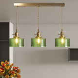 Retro Korte Cilinder Golvend Glazen Hanglamp