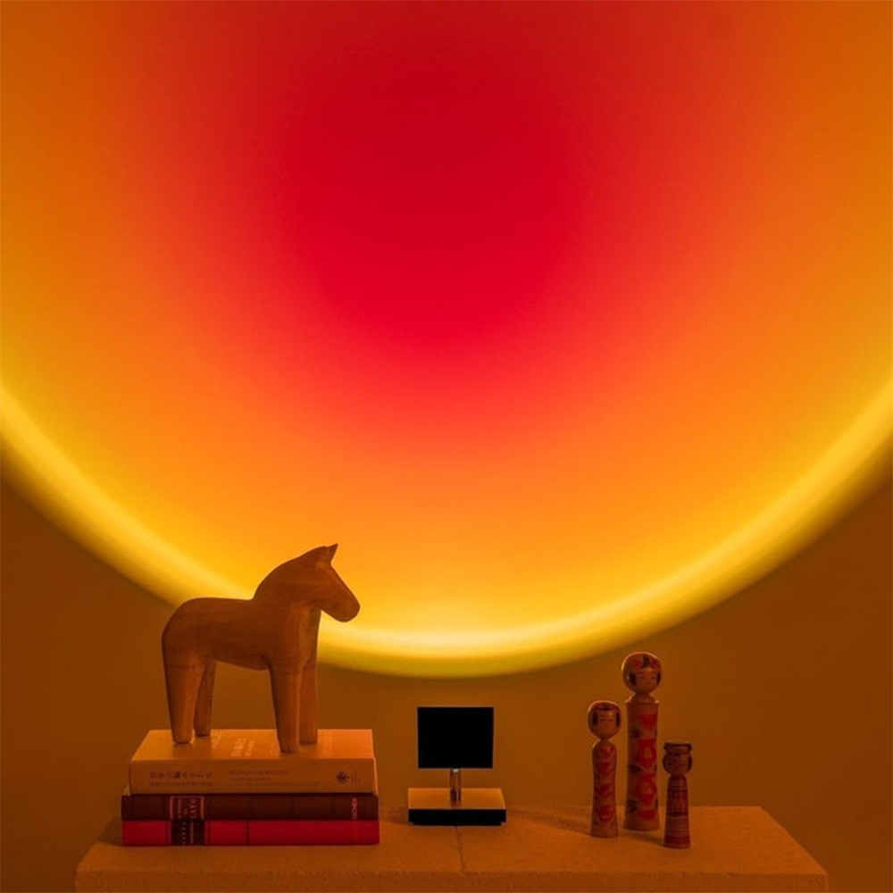 Retro Zonsondergang Projector Tafellamp | LED Licht met Kleurrijke Cirkelprojecties | Sfeerverlichting voor Elke Kamer
