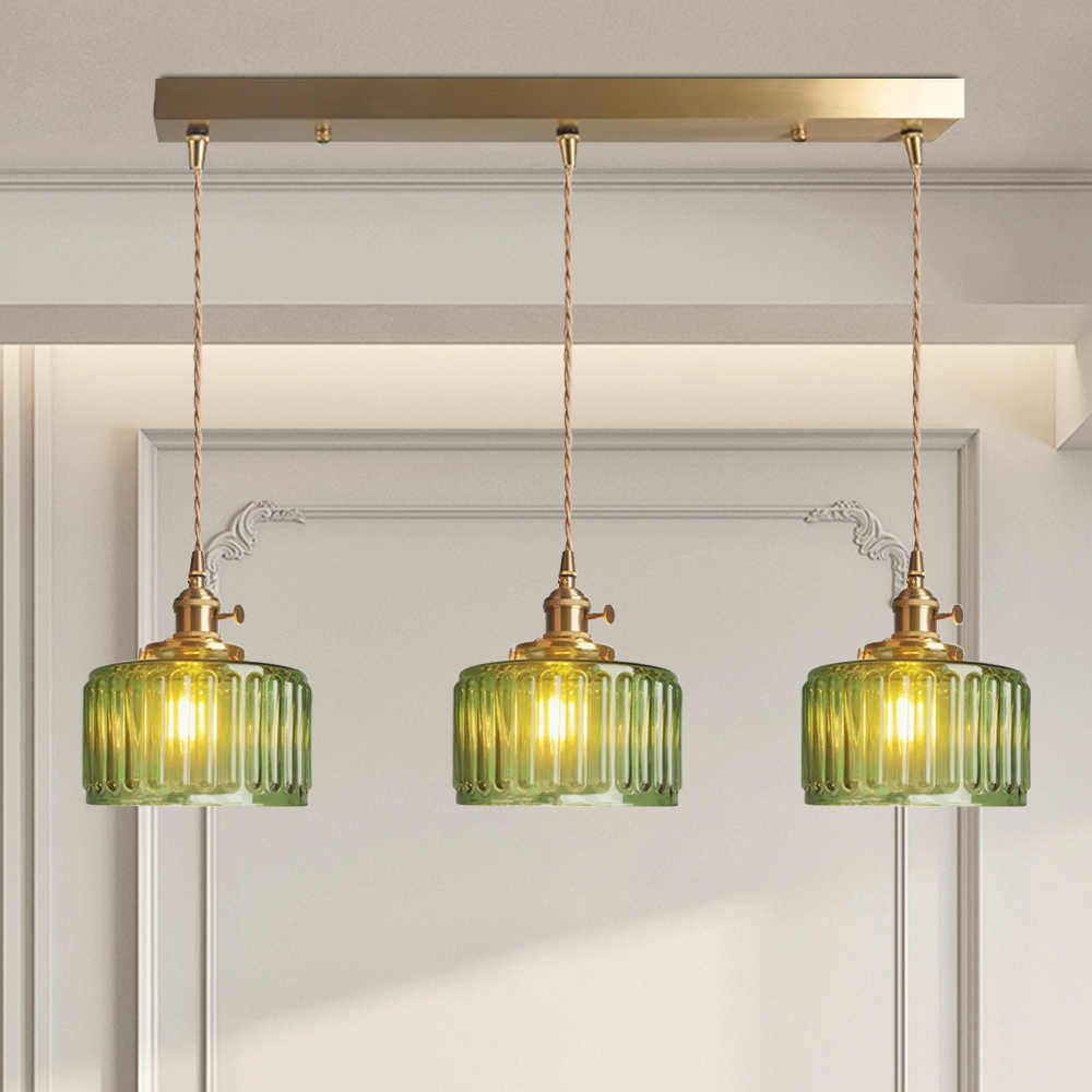 Retro Korte Cilinder Golvend Glazen Hanglamp