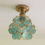 Vintage Gekleurd Glas Plafondlamp met Bloemenpatroon - Retro Stijl, LED-Compatibel