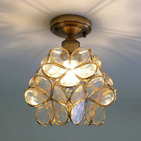 Vintage Gekleurd Glas Plafondlamp met Bloemenpatroon - Retro Stijl, LED-Compatibel
