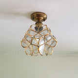 Vintage Gekleurd Glas Plafondlamp met Bloemenpatroon - Retro Stijl, LED-Compatibel
