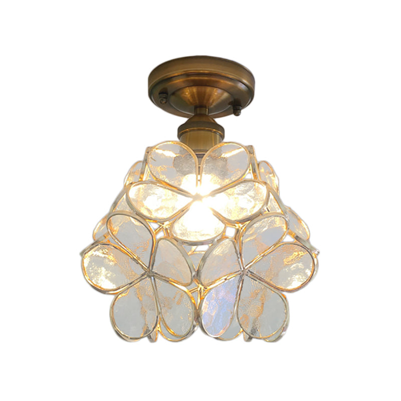 Vintage Gekleurd Glas Plafondlamp met Bloemenpatroon - Retro Stijl, LED-Compatibel