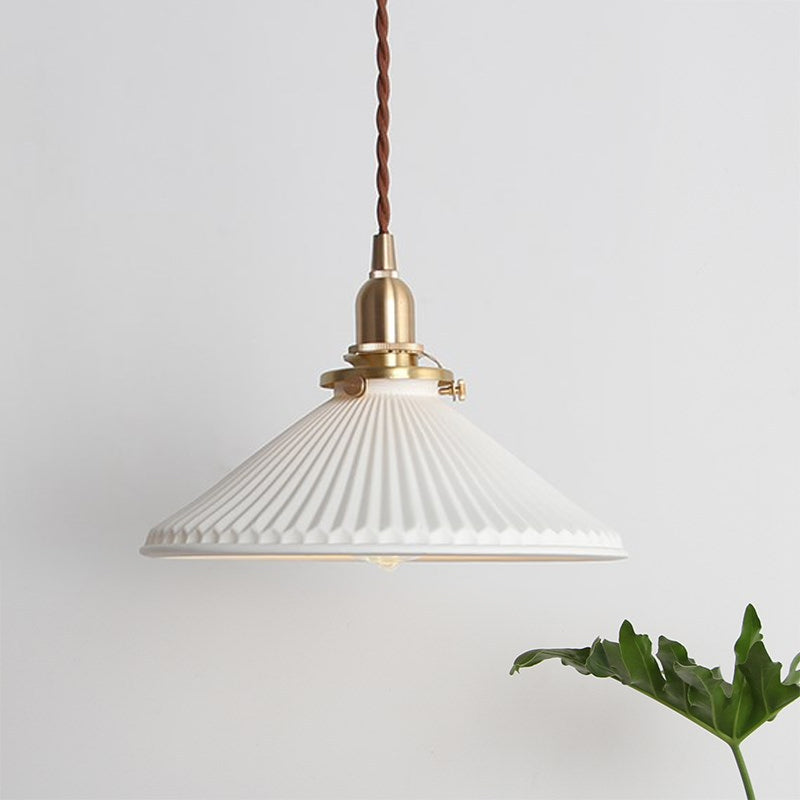 Geribbelde Kegel Hanglamp Keramiek Eetkamerverlichting