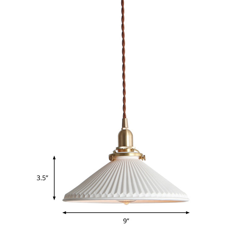 Geribbelde Kegel Hanglamp Keramiek Eetkamerverlichting