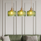 Retro Korte Cilinder Golvend Glazen Hanglamp