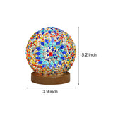 Sferische LED Dimbare Glazen Tafellamp - Boheems Barok Nachtlamp met Mozaïek & Houten Basis