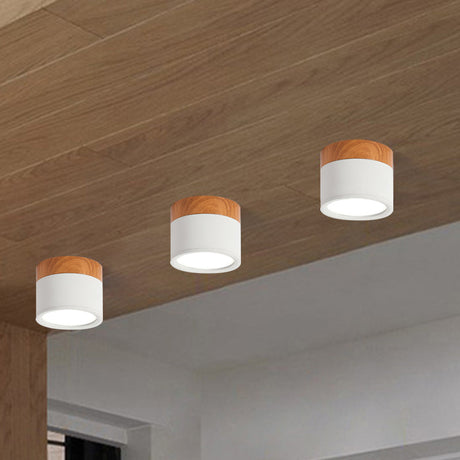 Moderne Macaron Plafondlamp – Compacte Metaal/Hout Flush Mount Verlichting voor Keuken en Bar in Geel, Blauw en Zwart