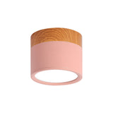 Moderne Macaron Plafondlamp – Compacte Metaal/Hout Flush Mount Verlichting voor Keuken en Bar in Geel, Blauw en Zwart