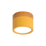 Moderne Macaron Plafondlamp – Compacte Metaal/Hout Flush Mount Verlichting voor Keuken en Bar in Geel, Blauw en Zwart