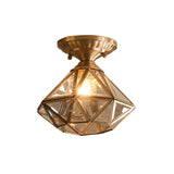 Stervormige Messing Plafondlamp - Traditioneel Transparant Glas, Klassieke Verlichting voor Slaapkamer en Foyer