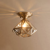 Stervormige Messing Plafondlamp - Traditioneel Transparant Glas, Klassieke Verlichting voor Slaapkamer en Foyer
