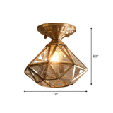 Stervormige Messing Plafondlamp - Traditioneel Transparant Glas, Klassieke Verlichting voor Slaapkamer en Foyer