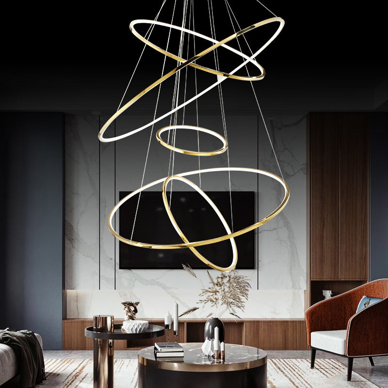 Moderne Slanke LED Kroonluchter in Goud - 3/5 Lagen | Energiezuinige Verlichting voor Luxe Interieurs
