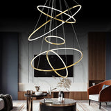 Moderne Slanke LED Kroonluchter in Goud - 3/5 Lagen | Energiezuinige Verlichting voor Luxe Interieurs