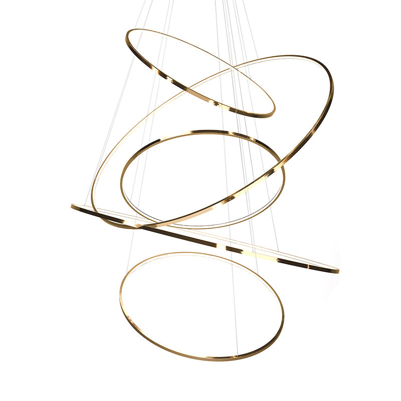 Moderne Slanke LED Kroonluchter in Goud - 3/5 Lagen | Energiezuinige Verlichting voor Luxe Interieurs