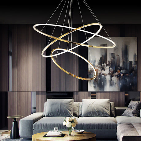 Moderne Slanke LED Kroonluchter in Goud - 3/5 Lagen | Energiezuinige Verlichting voor Luxe Interieurs