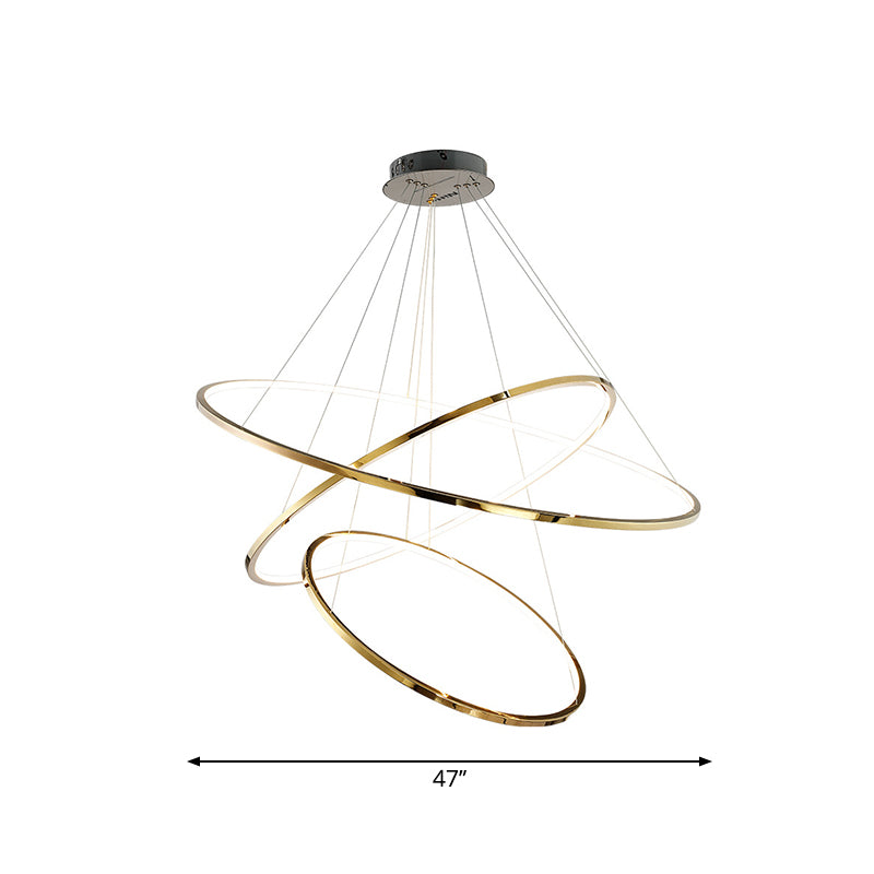 Moderne Slanke LED Kroonluchter in Goud - 3/5 Lagen | Energiezuinige Verlichting voor Luxe Interieurs