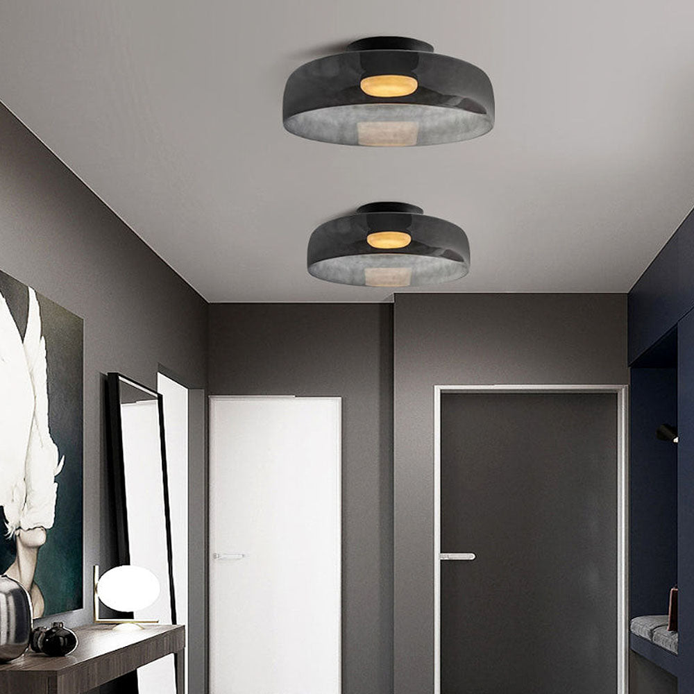 Middeleeuwse Flush Mount Glazen Plafondlamp