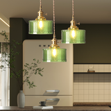 Retro Korte Cilinder Golvend Glazen Hanglamp