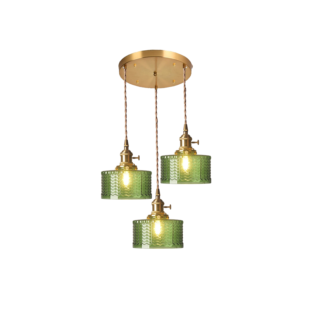 Retro Korte Cilinder Golvend Glazen Hanglamp