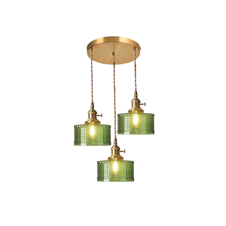 Retro Korte Cilinder Golvend Glazen Hanglamp
