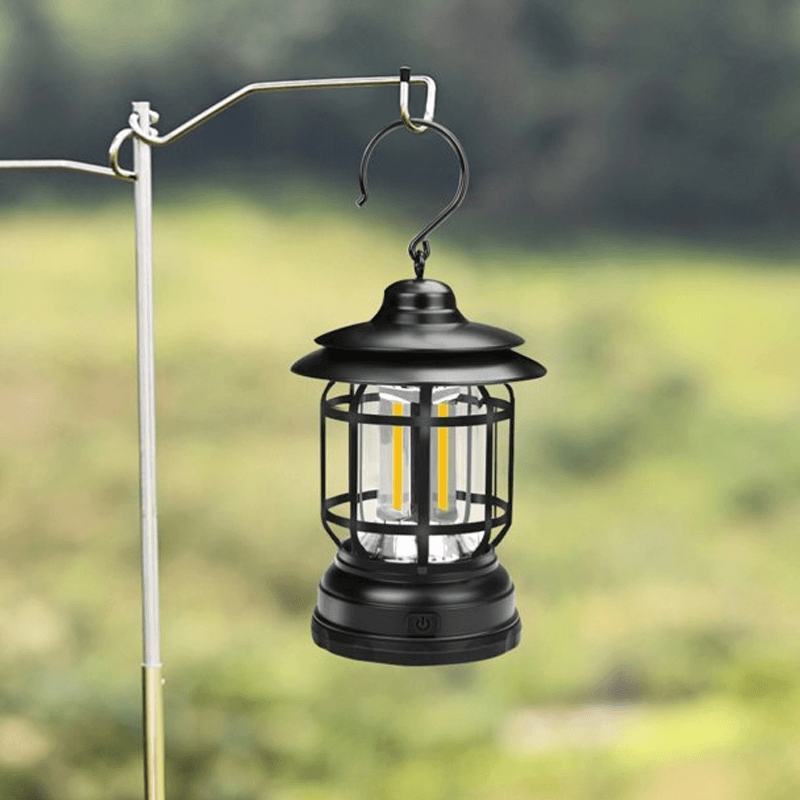 Draagbare Retro Campingleucht - VintageGlow, LED Campinglamp voor Outdoor, Tuin, en Avonturen