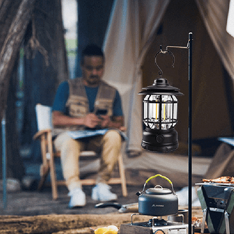 Draagbare Retro Campingleucht - VintageGlow, LED Campinglamp voor Outdoor, Tuin, en Avonturen