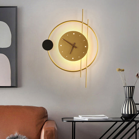 Moderne LED Wandlamp met Klok – Stijlvolle Zwarte Verlichting voor Kinderkamer, Woonkamer, en Slaapkamer
