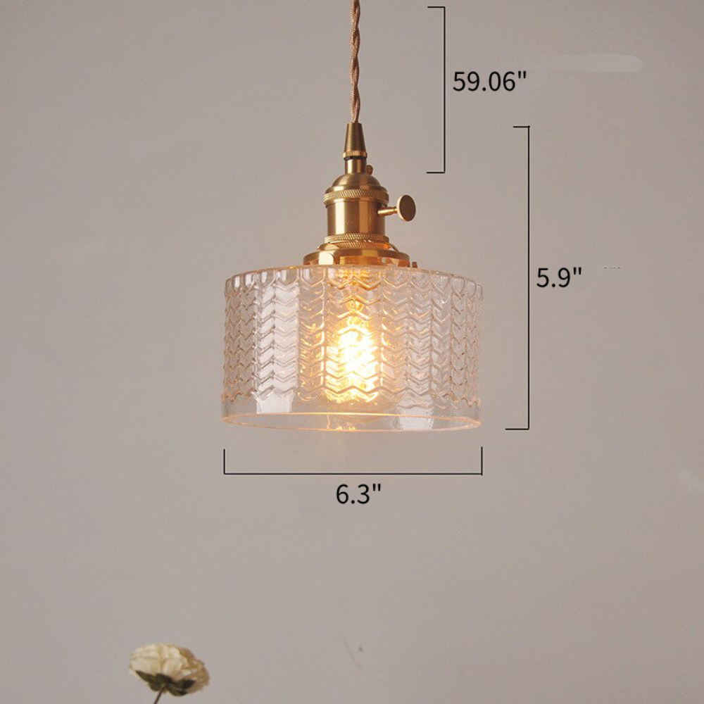 Retro Korte Cilinder Golvend Glazen Hanglamp