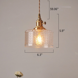 Retro Korte Cilinder Golvend Glazen Hanglamp