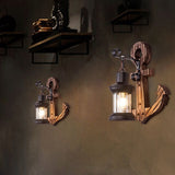 Vintage Anker LED Wandlamp - Industrieel Metaal & Hout voor Eetkamer/Woonkamer
