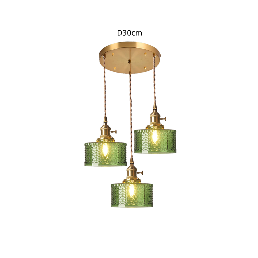 Retro Korte Cilinder Golvend Glazen Hanglamp