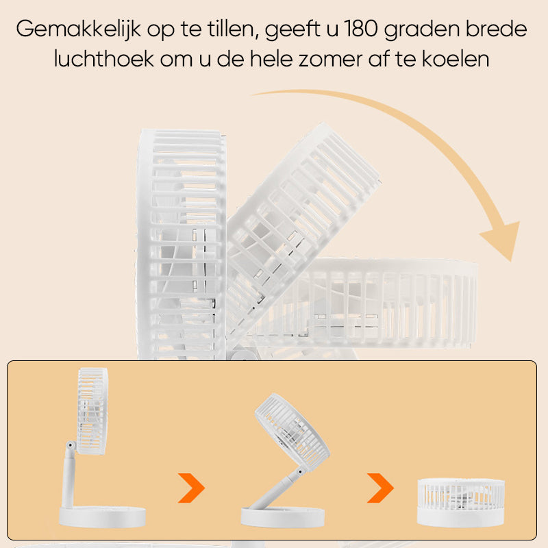 Draagbare Oplaadbare Telescopische Tafelventilator met Stil Ontwerp en Verstelbare Hoogte