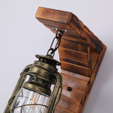 Vintage Lantaarn Wandlamp – Metalen en Houten Retro Verlichting voor Woonkamer en Slaapkamer