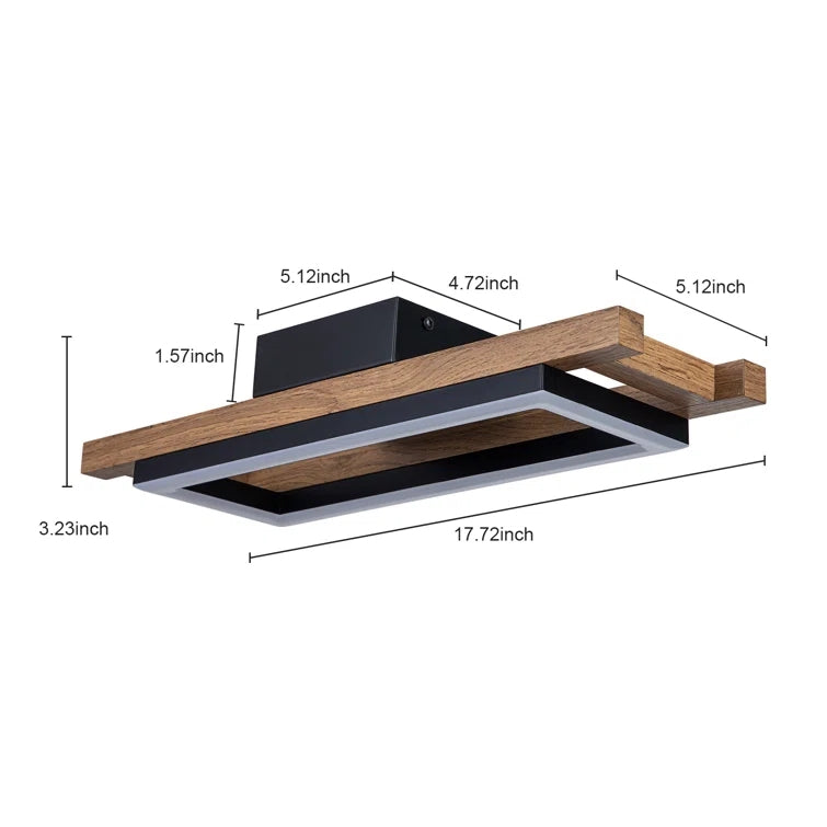 Houten Vierkante LED Plafondlamp