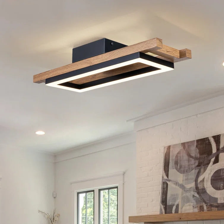 Houten Vierkante LED Plafondlamp