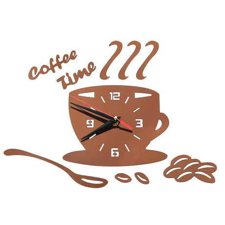 Spiegel Wandklok met Koffie Motief - Stille Quartz Klok in Verschillende Kleuren, Stijlvol voor Keuken en Woonkamer