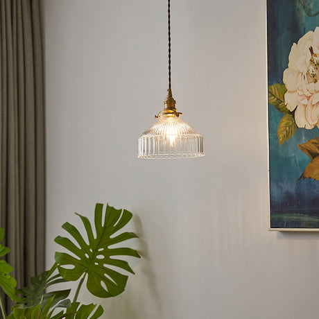 Rustieke Pendellamp met Ribbelglas - Industrieel Ontwerp