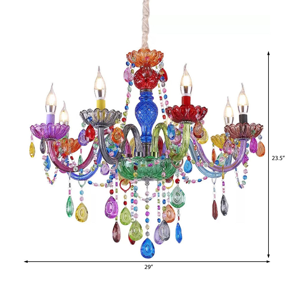 Kristallen Kroonluchter Fake Kaars Kindvriendelijk 75 cm Hoog 8 Lampen