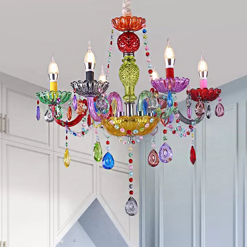 Kristallen Kroonluchter Fake Kaars Kindvriendelijk 75 cm Hoog 8 Lampen