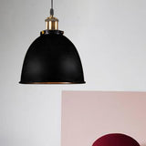 Industrieel Sfeervolle Hanglamp - Zwart/Roest Metaal - 1-Licht Dome Ontwerp met Verstelbare Ketting