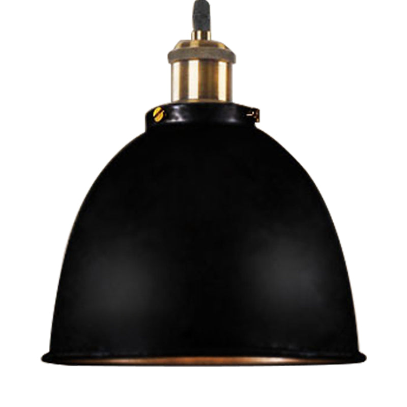 Industrieel Sfeervolle Hanglamp - Zwart/Roest Metaal - 1-Licht Dome Ontwerp met Verstelbare Ketting