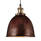 Industrieel Sfeervolle Hanglamp - Zwart/Roest Metaal - 1-Licht Dome Ontwerp met Verstelbare Ketting