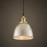 Industrieel Sfeervolle Hanglamp - Zwart/Roest Metaal - 1-Licht Dome Ontwerp met Verstelbare Ketting